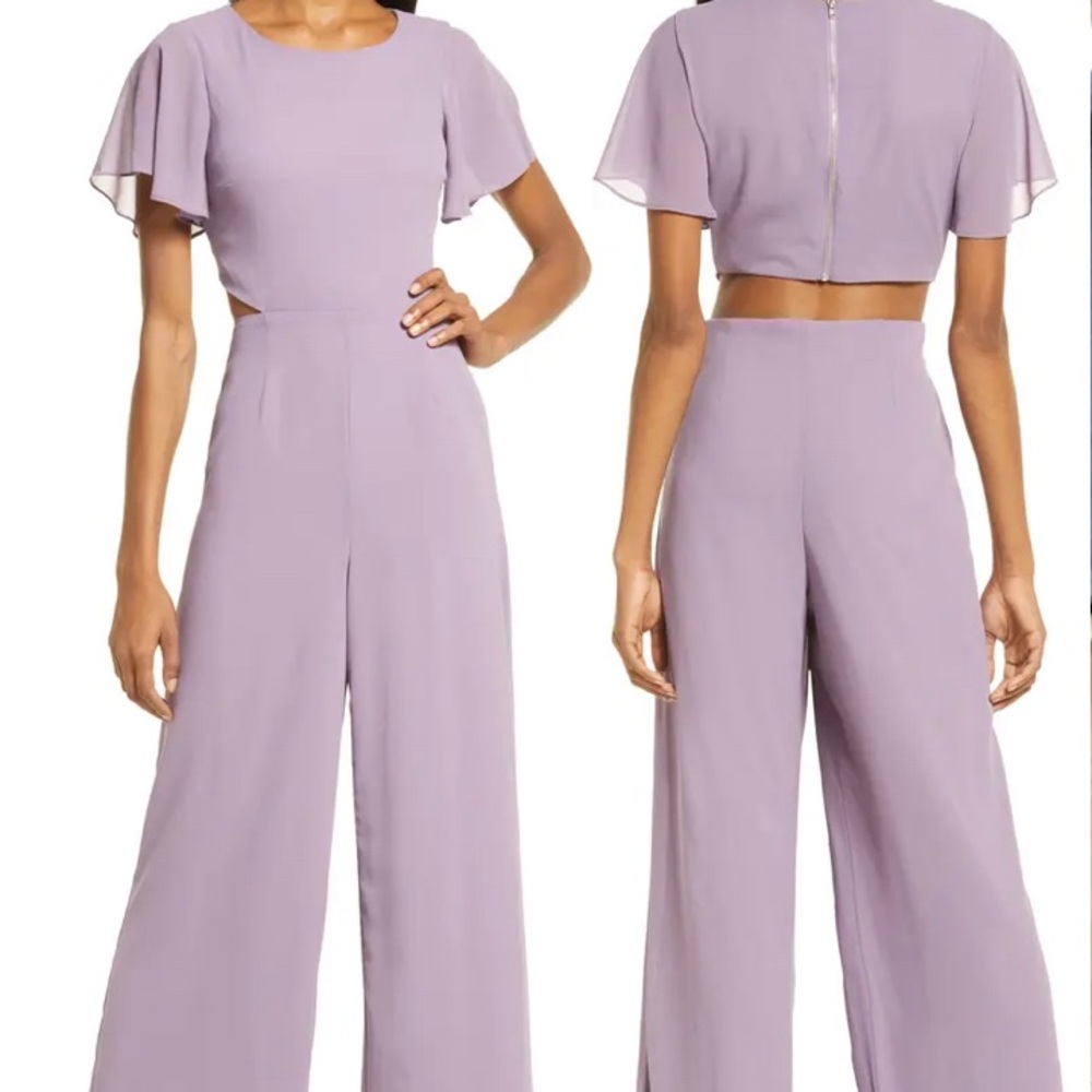 Lulu’s Dusty Purple Flutter Sleeve Jumpsuit
